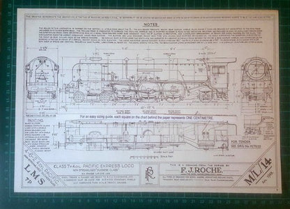 LMS 7P 4-6-2 Pacific Duchess / 2-6-2 Ivatt Model Railway Diagrams c.1960s Print