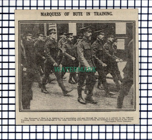 (8270) Marquess Of Bute In Training WW1 Officers Training Corps -1916 Cutting