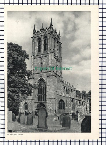 X1424) Tickhill Church Yorkshire  - 1950s Book Print