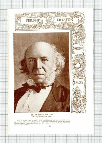 Mr Herbert Spencer The Economist  / Lord Armstrong  - 1897 Book Print