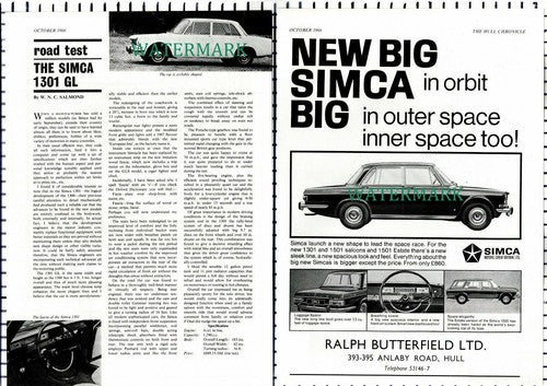 (34) The Simca 1301 GL Car Review & Advert - 1966 Article