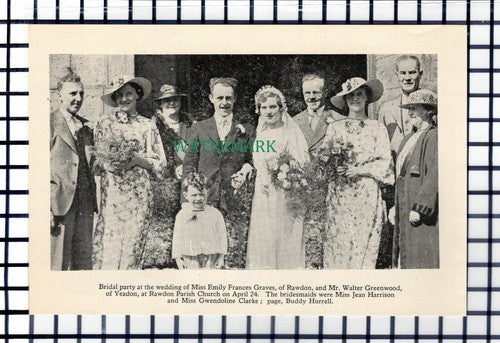 C7100) Emily Frances Graves Rawdon Walter Greenwood Yeadon Hurrell  1936 Cutting