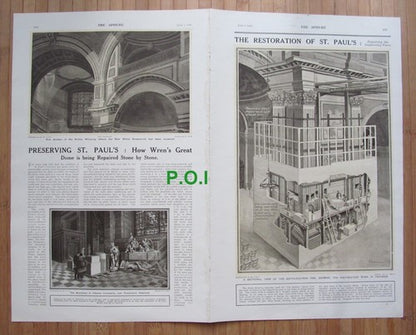 St Paul's Cathedral London Restoration & Preservation - 1919 Article / Print