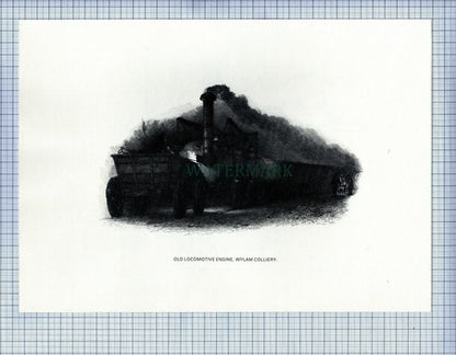 JARROW COLLIERY WYLAM LOCOMOTIVE ENGINE MINE MINING PRINT 1987 (X1707)