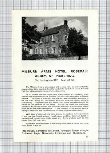 Milburn Arms Rosedale Abbey / Morritt Arms Greta Bridge Barnard Castle  - Advert