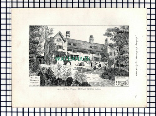 (8132) Hill End Wendover / Wolvernewton House AJ Hardwick - 1902 Book Print