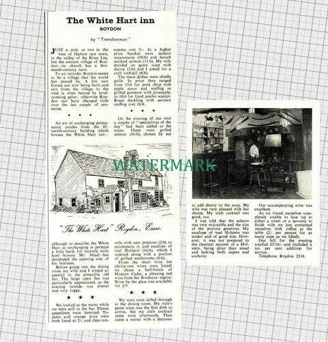 C2338) The White Hart Inn Roydon Essex Mr Head - 1968 Cutting (In Two Parts)