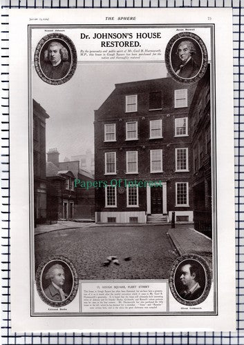 Dr Johnson 17 Gough Square Fleet Street London Cecil Harmsworth - 1914 News Page