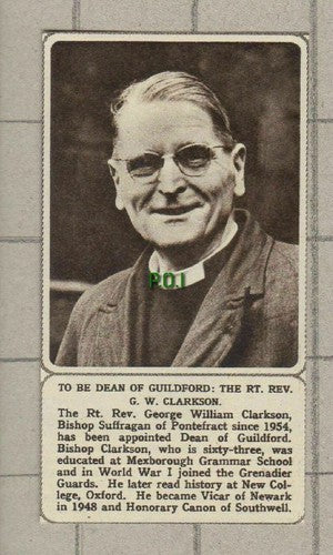(5342) Dean of Guildford Rev George William Clarkson  - SMALL 1961 Clip