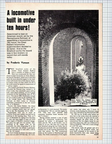 Great Eastern Railway Stratford James Holden Locomotive   - 1974 Article