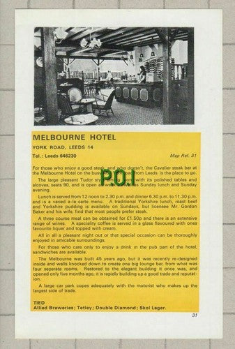 (C375) Melbourne Hotel York Rd Leeds Gordon Baker  / New Inn Burnt Yates