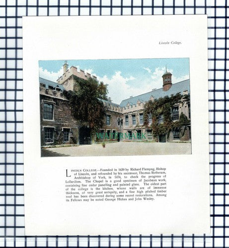 Lincoln College Oxford - c.1900 Print