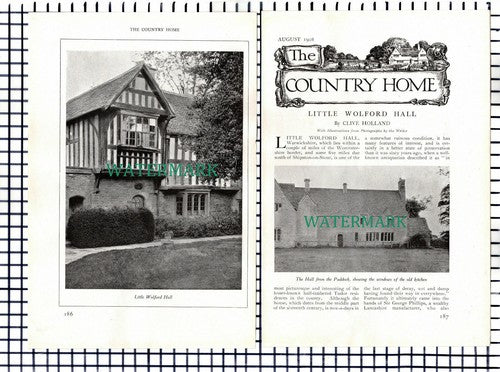 (7646) Little Wolford Hall Warwickshire Clive Holland -   c.1911  6-Side Article