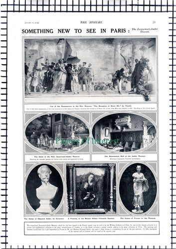 The Jacquemart Andre  New Art Museum Paris France - 1914 Article