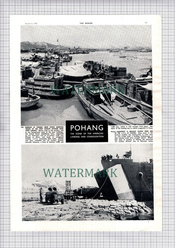 Pohang Korea 1st Cavalry Division USA Gen Gay Hoskins Rice 7th Task Fleet - 1950