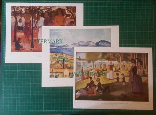 X1801) SIX 1950s Book Prints -  Decoupage Crafts Etc