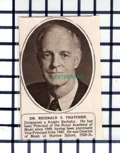 C6434) Dr Reginald S Thatcher Royal Academy Of Music Harrow  1952 Small Cutting