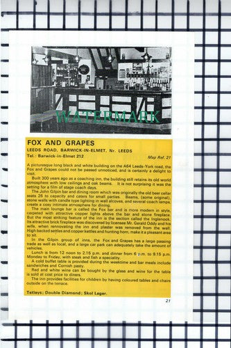 C6819) Fox & Grapes Barwick In Elmet Gerald Oddy / Golden Lion Settle    Cutting