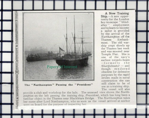 C6066) The NORTHAMPTON Training Ship -  1914 Cutting
