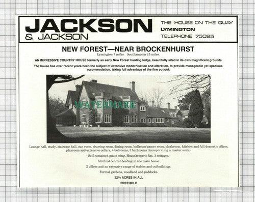 C2980) New Forest Near Brockenhurst House Sale Advert - 1981 Clip