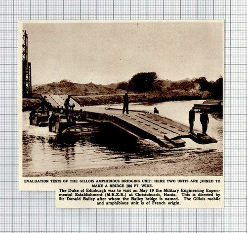 Gillois Amphibious Bridging Unit   Bailey Bridge - 1961 News Cutting
