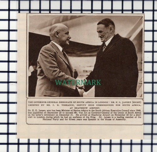 C7159) Dr E G Jansen C H Torrance South Africa  - 1950 Cutting