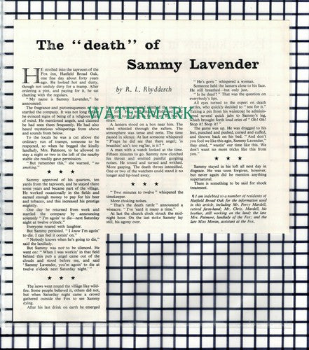 Sammy Lavender Fox Inn Hatfield Broad Oak Essex Patmore  - 1967 Cutting