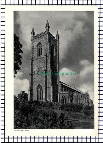 X1443) Worstead Norfolk Church - 1950s Book Print