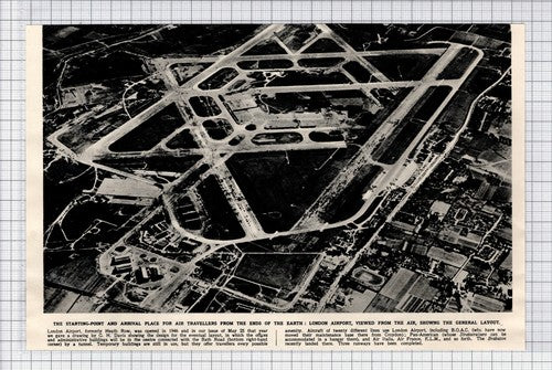 London Airport From The Air  - 1950 Cutting