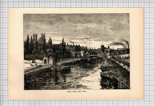 (6466) York From The Ouse  - 1893 Print / Cutting