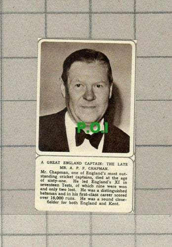 C1673) Mr A P F Chapman England Cricket Captain Obituary   - 1961 Clip
