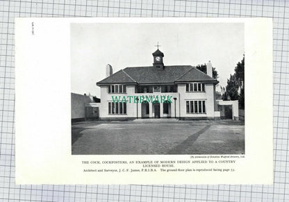 C7793) The Cock Cockfosters J C F James Benskins -c.1950s Print /Cutting
