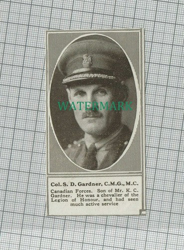 C1514) Col S D Gardner Canadian Forces - 1918 Clip SMALL!!