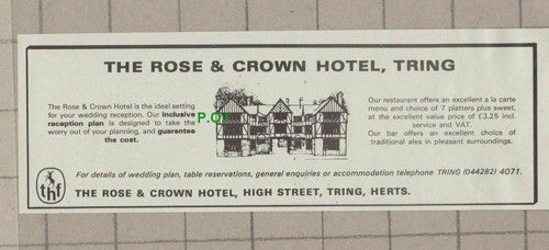 C1888) The Rose & Crown Hotel Tring Small Advert - 1979 Clip