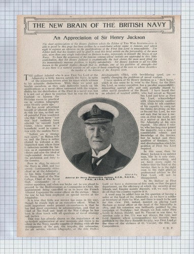 (5569) Sir Henry Jackson First Sea Lord of the Admiralty  World War One Cutting