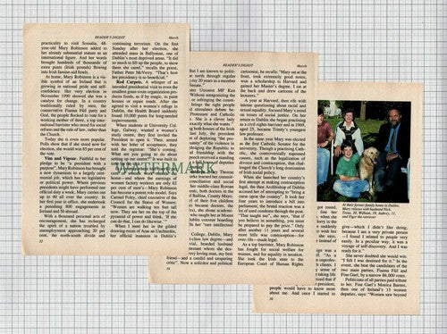 (8546) Mary Robinson Ireland Irish President  - 1993 Article