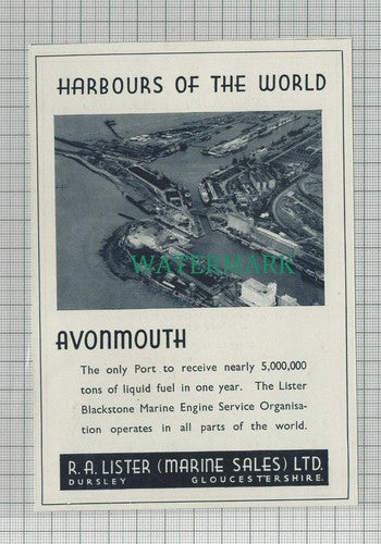 C2414) Avonmouth Harbour Lister Marine Small Advert - 1947 Clip