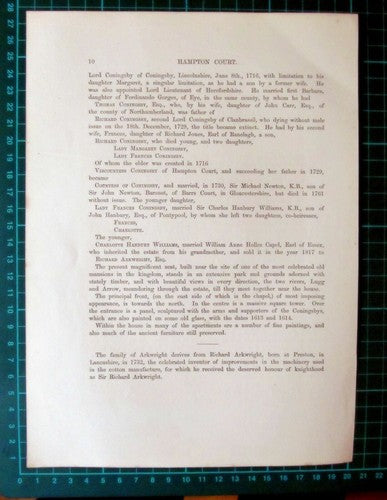 (6222) Hampton Court Leominster Herefordshire - c.1880 Print And Article