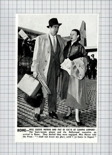(3681) Miss Gussie Moran Tennis Pat Di Cicco Ciampo Airport Rome -  1950 Cutting
