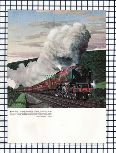 Stanier Pacific 46245 Beattock Bank Railway /  Moorswater Viaduct - 1960s Print
