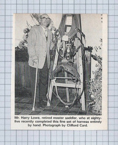 Mr Harry Lowe Retired Master Saddler  - 1972 Small Clipping