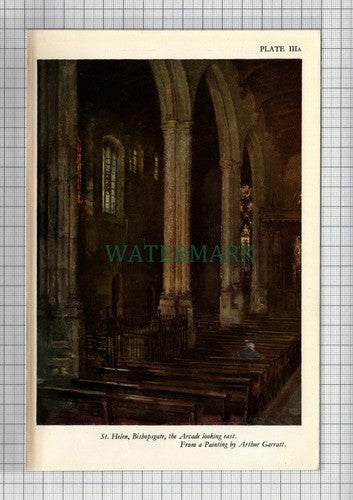 C7463) St Helen Helen's Church Bishopsgate London - 1948 Print