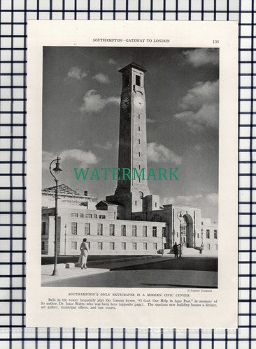 (8107) Southampton England Civic Centre - 1940 Book Print