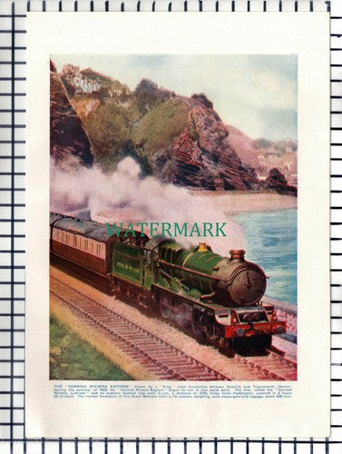 (7338) Cornish Riviera Express Dawlish Teignmouth GWR 1930s Print / Illustration