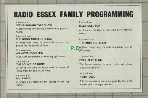 C2501) Radio Essex Programme Advert - 1966 Clip