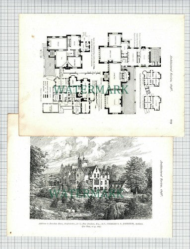 C Bine Renshaw Barochan House Renfrewshire - 1898 2-Part Book Print