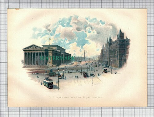(5797) LIVERPOOL St George's Hall Lime Street - c.1910 Print