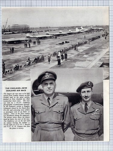 (5489) England To New Zealand Air Race R L  Burton  D H Gannon - c.1953 Clip