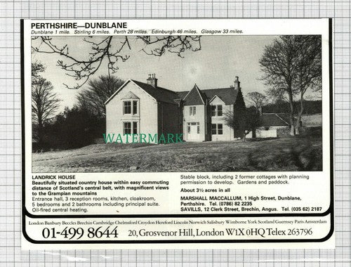 C2977) Landrick House Dunblane Perthshire House Sale Advert - 1981 Clip