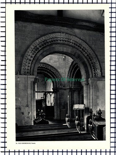 X1451) Old Shoreham Sussex Church - 1950s Book Print